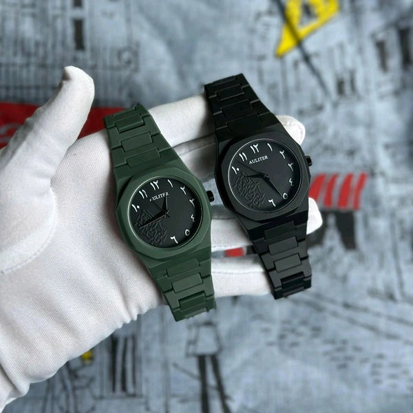 Luxury Matte Black Arabic Dial Watch