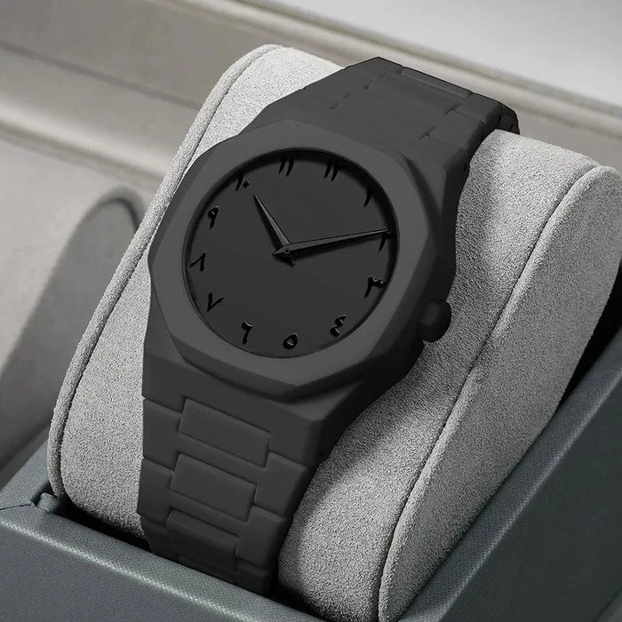 Luxury Matte Black Arabic Dial Watch